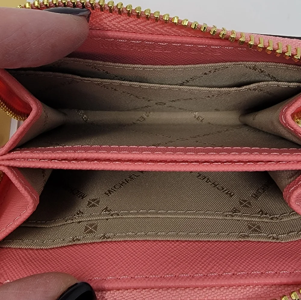 Michael Kors Jet Set Medium Travel Card Case Leather Wallet in Gr…